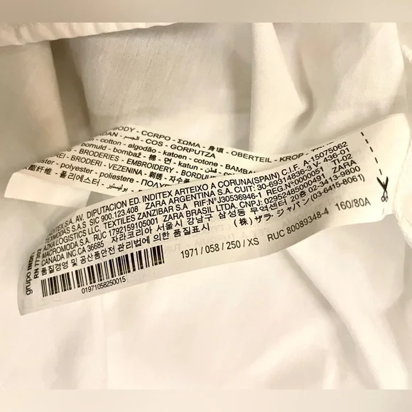 ZARA 100% Eco Cotton - Victorian Ruffle Collar White Blouse - Picture 8 of 8